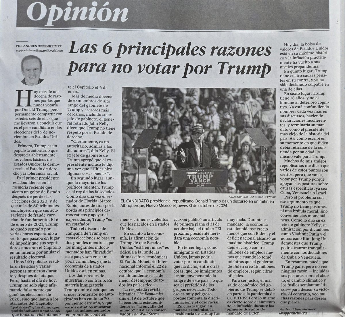oppenheimera's tweet photo. Las 6 principales razones para no votar por Trump. https://t.co/Pbu65F7sVW