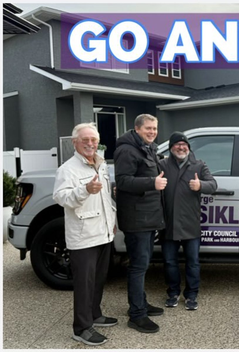 PaulDechene's tweet photo. George Tsiklis, Ward 2 candidate, confirmed on his instagram that he is out canvassing w/ federal MP Andrew Scheer. On the left in white, Tom Lukiwski. /1 #yqrcc https://t.co/MFIFLODVb3