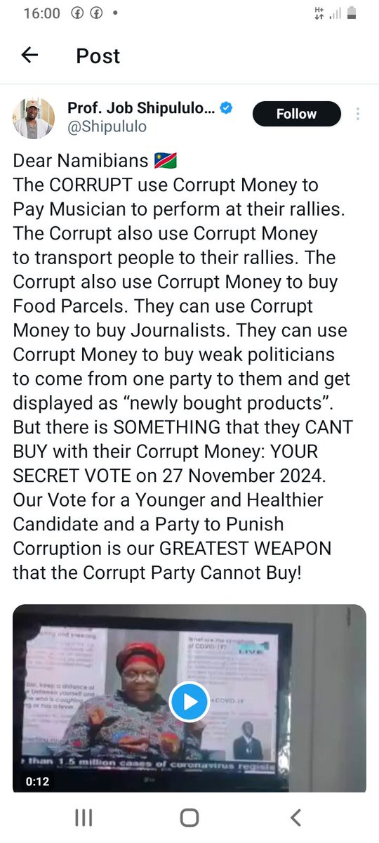 SimonAmunime's tweet photo. @Shipululo We understand your PAIN at this time of CAMPAIGN. Your own friends are behind the Swapo campaign, the Activists lawyers are fullforce behind NNN. Worse so even your next of kin is supporting Swapo! What can we expect form a candidate who doesn't have backing from home! https://t.co/OCxBgLpg6A