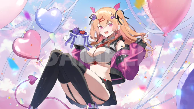ツイ消しツールの設定ミスで間違って消してしまったので再掲です!ぴありあ所属 愛魔めりあさん(#Meria_ama)のお誕生日記念で描かせて頂いたイラスト 