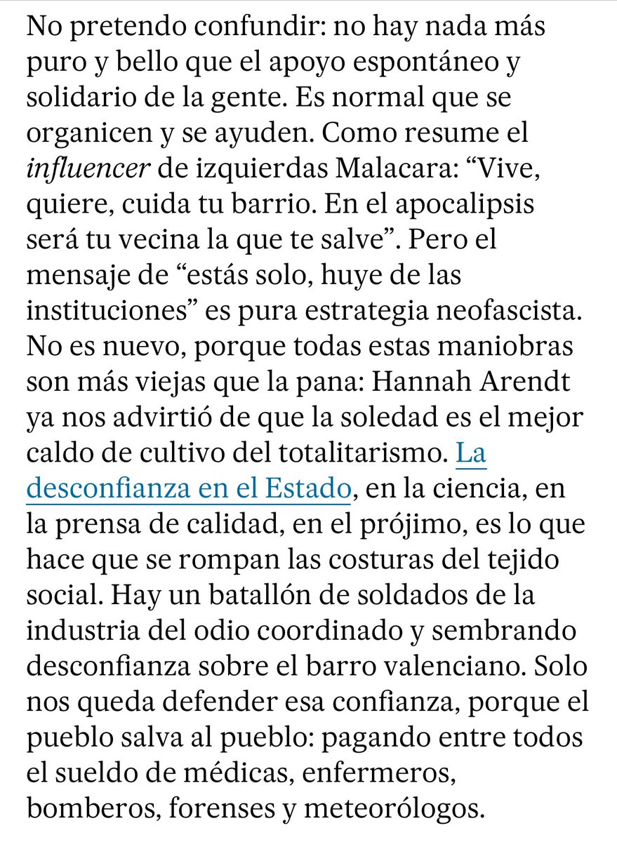 estebancapsen's tweet photo. Que la ira ante el abandono institucional no nos confunda. La basura neofascista no puede atribuirse el discurso de lucha de clases que representa el ‘Solo el pueblo salva al pueblo’. Ellos tampoco lo harán. Lo público, sí. 

Esto de @javisalas en El País. https://t.co/Kyl4PTaFCN