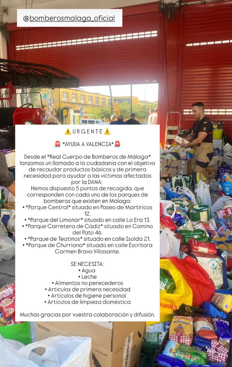GeekZoneGZ's tweet photo. Además, os dejo fotos con otros puntos de recogida en Málaga para donar a Valencia.

Compartid y sobre todo ayudad, siempre en la capacidad de vuestras posibilidades. Mil gracias 🫂 https://t.co/JNuE2fVOKN