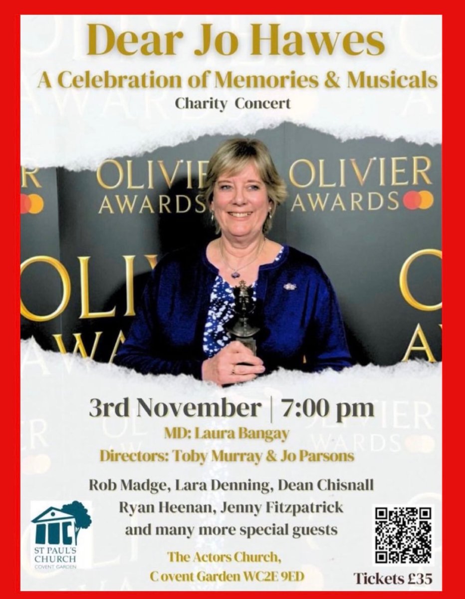SYoungAgency's tweet photo. Tonight we celebrate the life of theatre Casting Director Jo Hawes. Sylvia &amp; the agency have special memories of Jo who touched the lives of so many young actors at the beginning of their careers The concert is in aid of a charity continuing her legacy of helping young performers https://t.co/P5NFkqAwBW