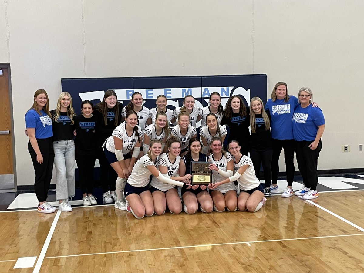 freeman_vb's tweet photo. STATE BOUND! 🎟️🥊See you in Lincoln Thursday at Pinnacle Bank 7 pm. It was a packed Nest on Saturday! Freeman Volleyball District Champions! https://t.co/7mwr4CEWsH