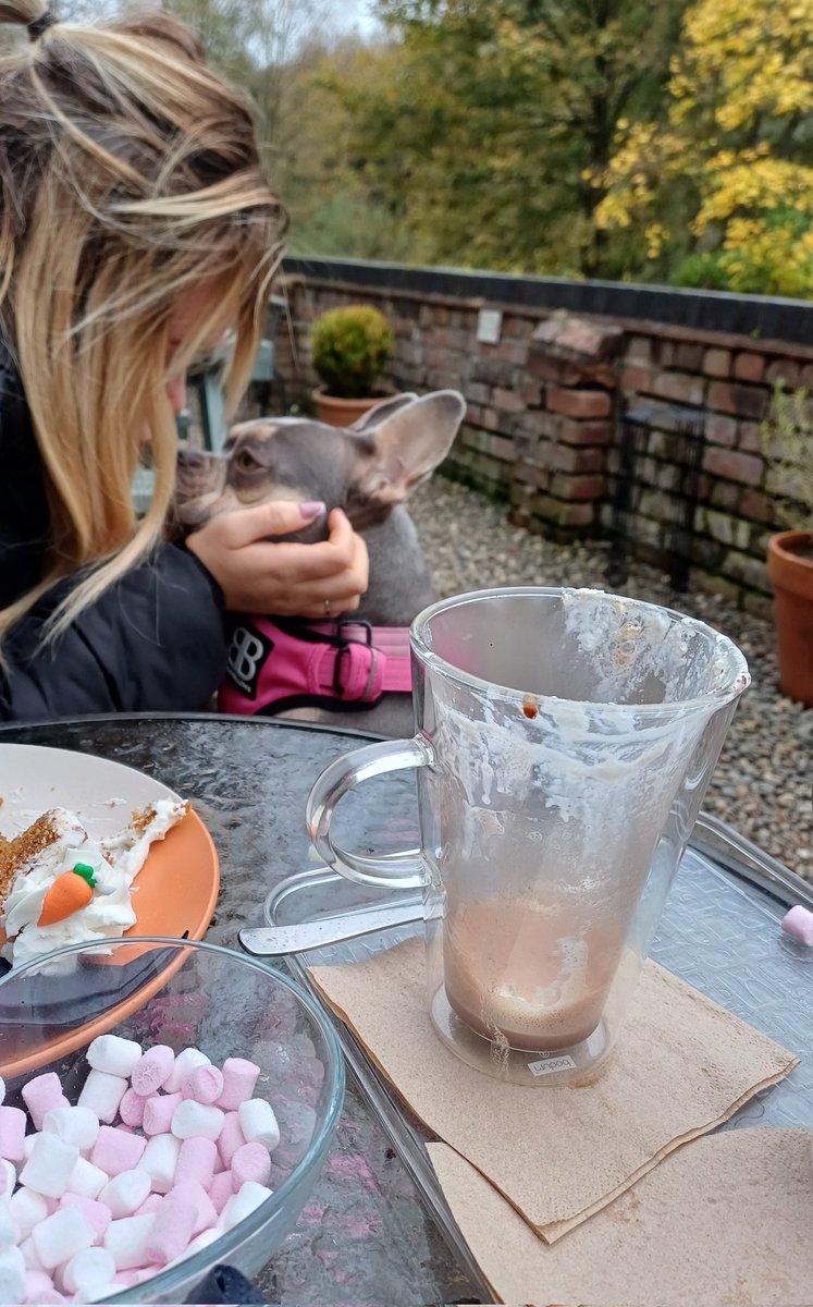 Hot chocolate, cake, and a walk in Dale End park with the eldest and her dog. Spotted a couple of deer on other side of the river bank.  #Ironbridge #telford