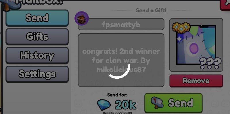mikolicious87's tweet photo. Clan war has ended. Eventhough we did not make it to top 500, it’s ok, it’s the effort that matters. We had fun. Congrats to Top 3 winners 🥳🥳 yay!!! @J_dawg_01210 @fpsmattyb @InaruRBLX
#ps99clanwar
#ps99clan #ps99 https://t.co/puDSKhp15w