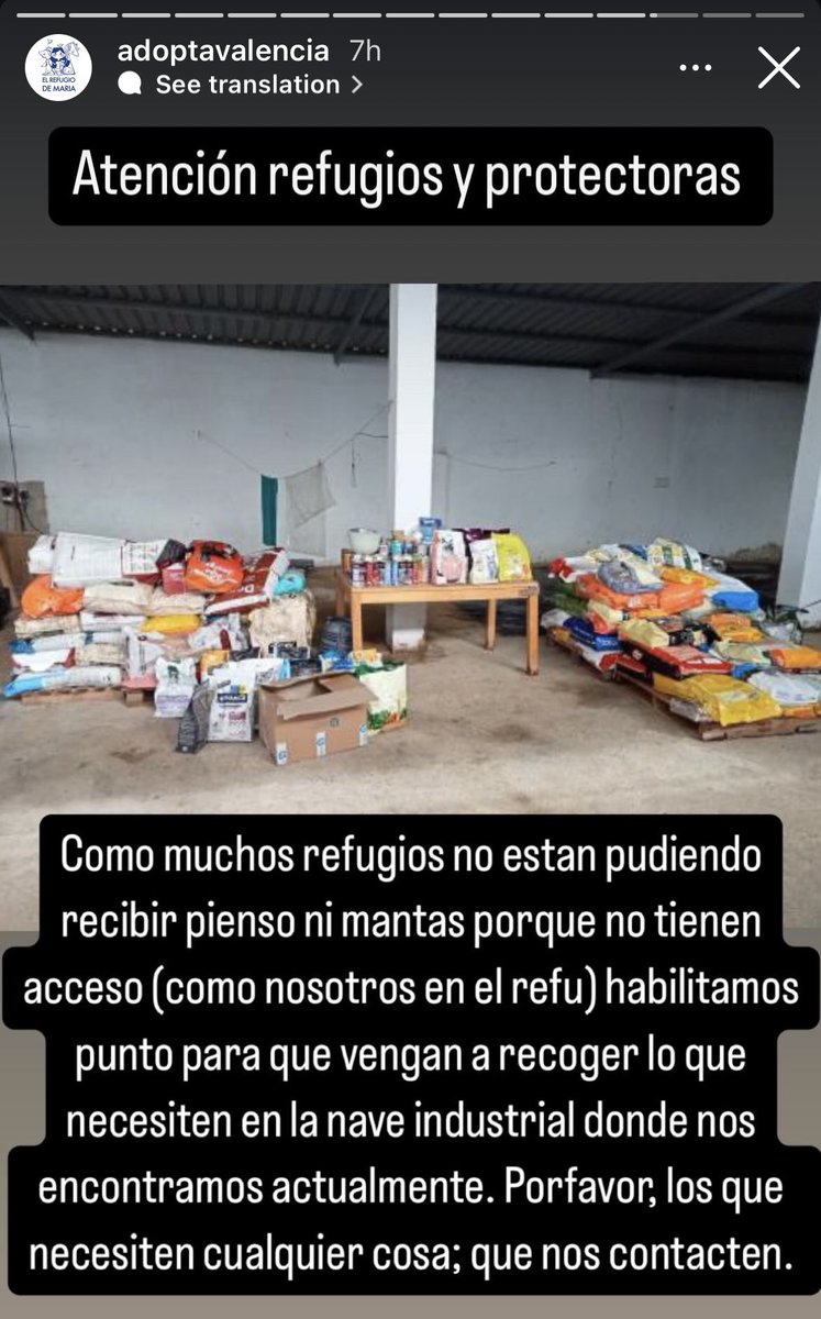 ncthinnew's tweet photo. 🚨 AYUDA PARA PROTECTORAS Y REFUGIOS. por fi, ayudadme a compartir esto que desde adoptavalencia tienen una nave con pienso/latas/comida para animales que lo necesiten y no puedan recibir directamente. https://t.co/X4Q3jyAwFe
