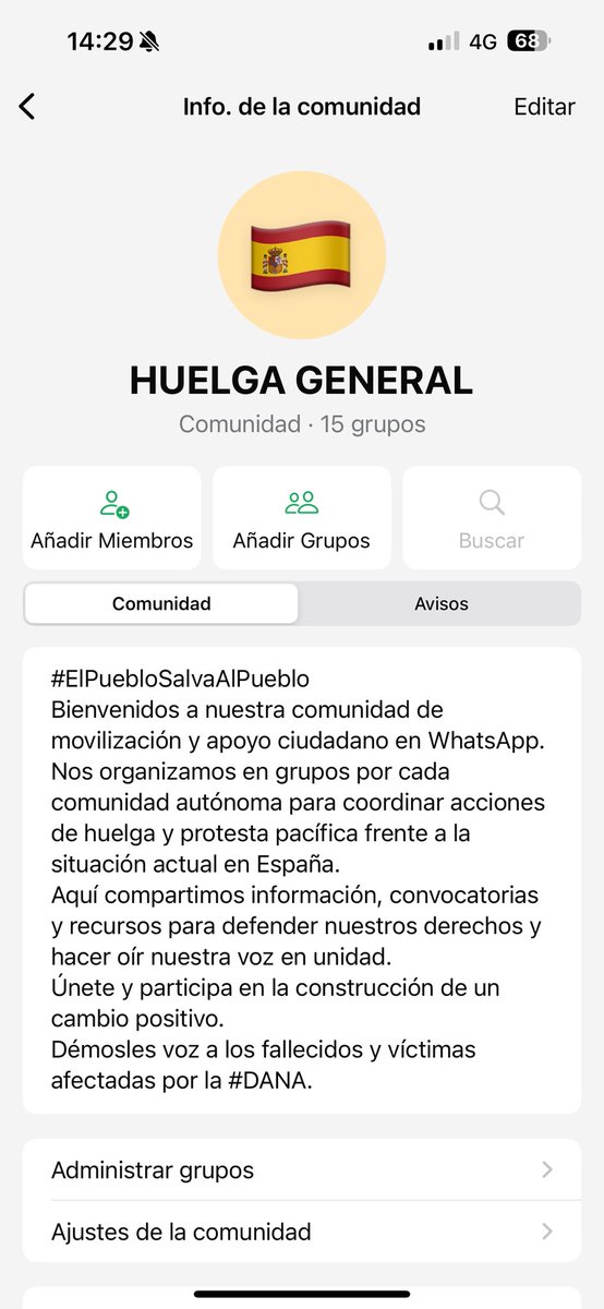 emesiilva's tweet photo. #dana #españa #valencia #Huelga #HuelgaGeneral #Manifestacion #ElPuebloSalvaAlPueblo

ENLACE GRUPO WHATSAPP HUELGA GENERAL TODA ESPAÑA: 
https://t.co/MQWNKCCCCV https://t.co/EJXFDHpz6k