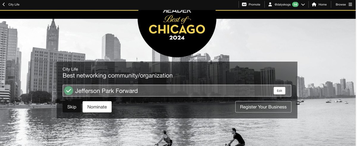 Don't forget to nominate your local favorites for The Reader's Best of Chicago.  Consider nominating Jefferson Park Forward for City Life > Best networking community/organization. Nominations end tomorrow! bestof.chicagoreader.com