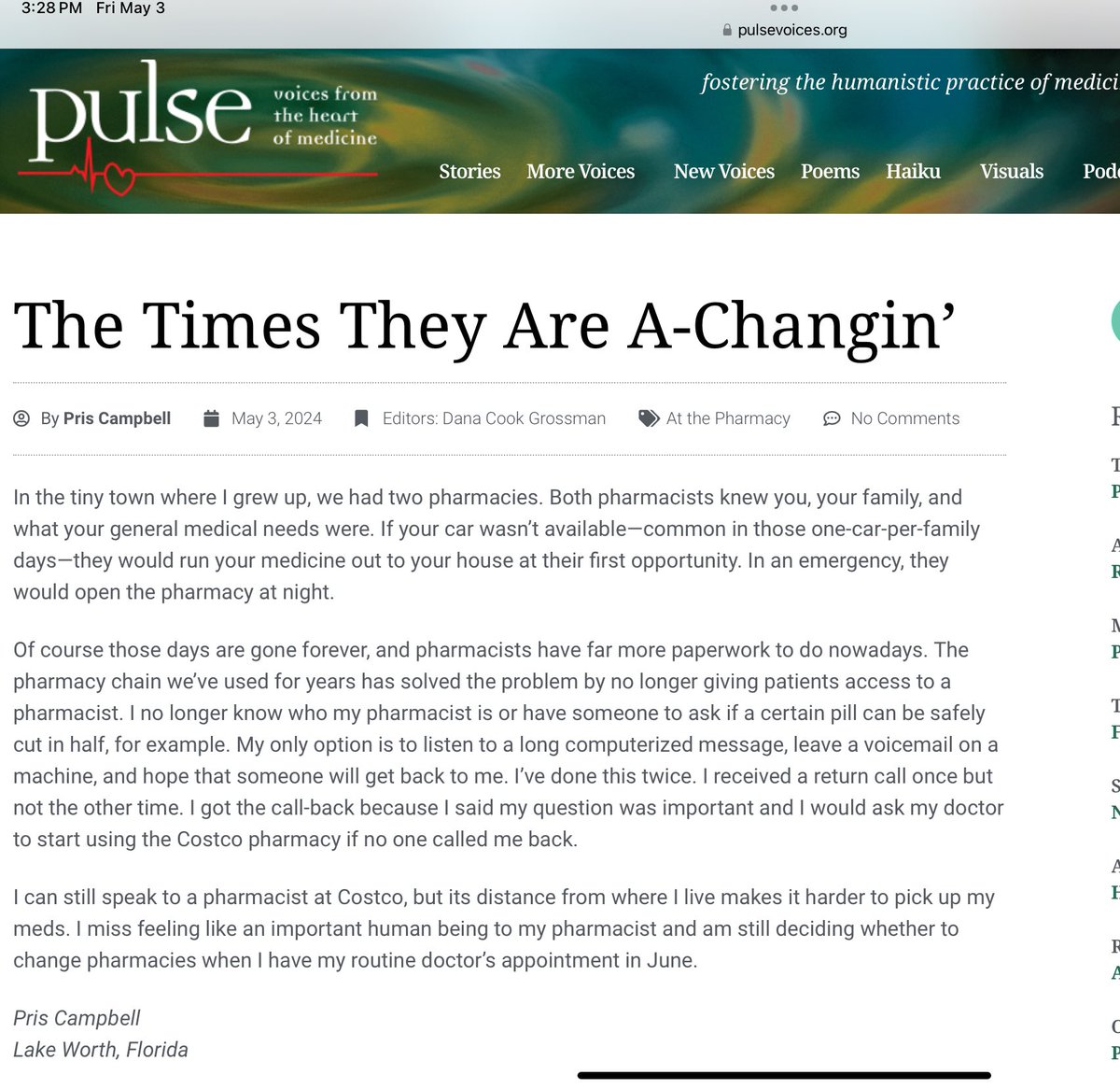 Interview. I answered Haiku Foundation questions about the relationship between haiku and ME/CFS .Thank you, Stella Pierides, for setting this up.

Here it is: thehaikufoundation.org/haiku-for-park…