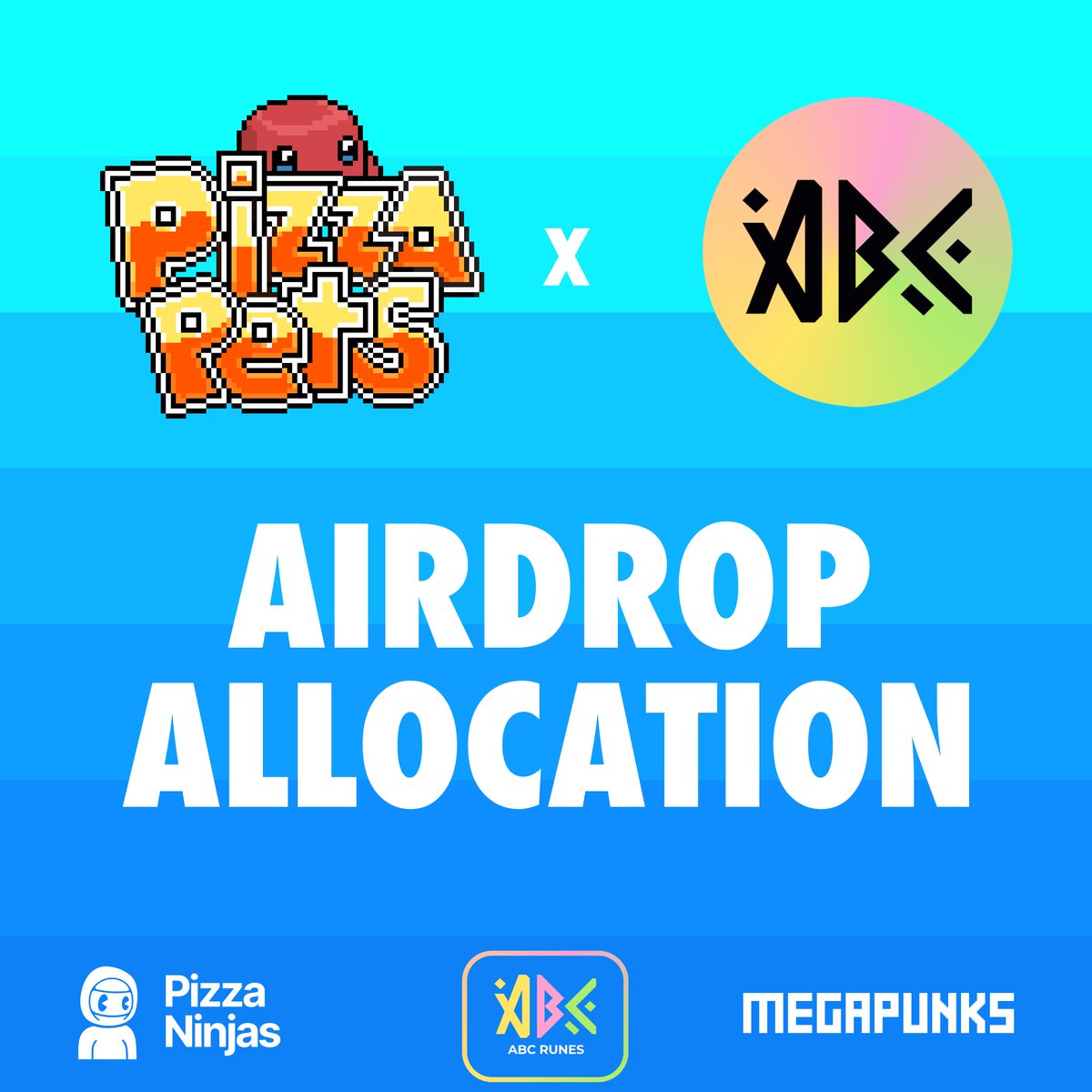 🙌New Collab! 🙌 We've secured Pizza Pets allocation for the ABC Runes Community.

ABC Runes is thrilled to announce a collaboration with <a href="/Pizza_Ninjas/">Pizza Ninjas</a> &amp; <a href="/MegaPunks_BTC/">MegaPunks</a> on their upcoming <a href="/Pizza_Pets/">Pizza Pets Game</a> airdrop. 

How to enter:

t.me/ABCRunes

IMPORTANT: This give away is