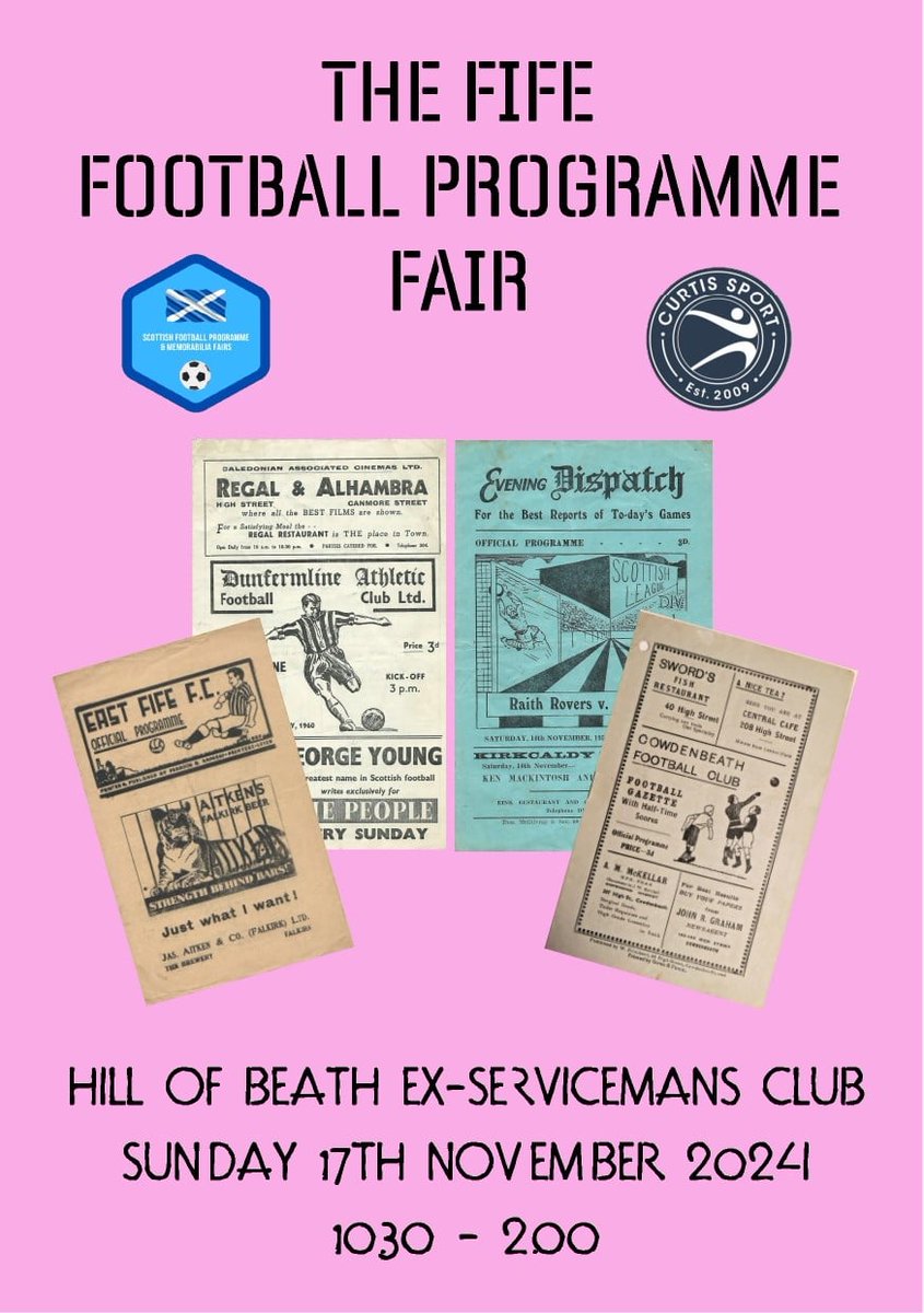 Two weeks today folks ! Please retweet <a href="/CowdenbeathFC/">Cowdenbeath FC</a> <a href="/RaithProgGuy/">Raith Programme Guy</a> <a href="/RaithRovers/">Raith Rovers Football Club</a> <a href="/officialdafc/">Dunfermline Athletic</a> <a href="/EastFifeFC/">East Fife FC</a> <a href="/cgoldthorp_MT/">Craig Goldthorp</a> @fifefeepressed <a href="/fifetimes/">Central Fife Times</a>