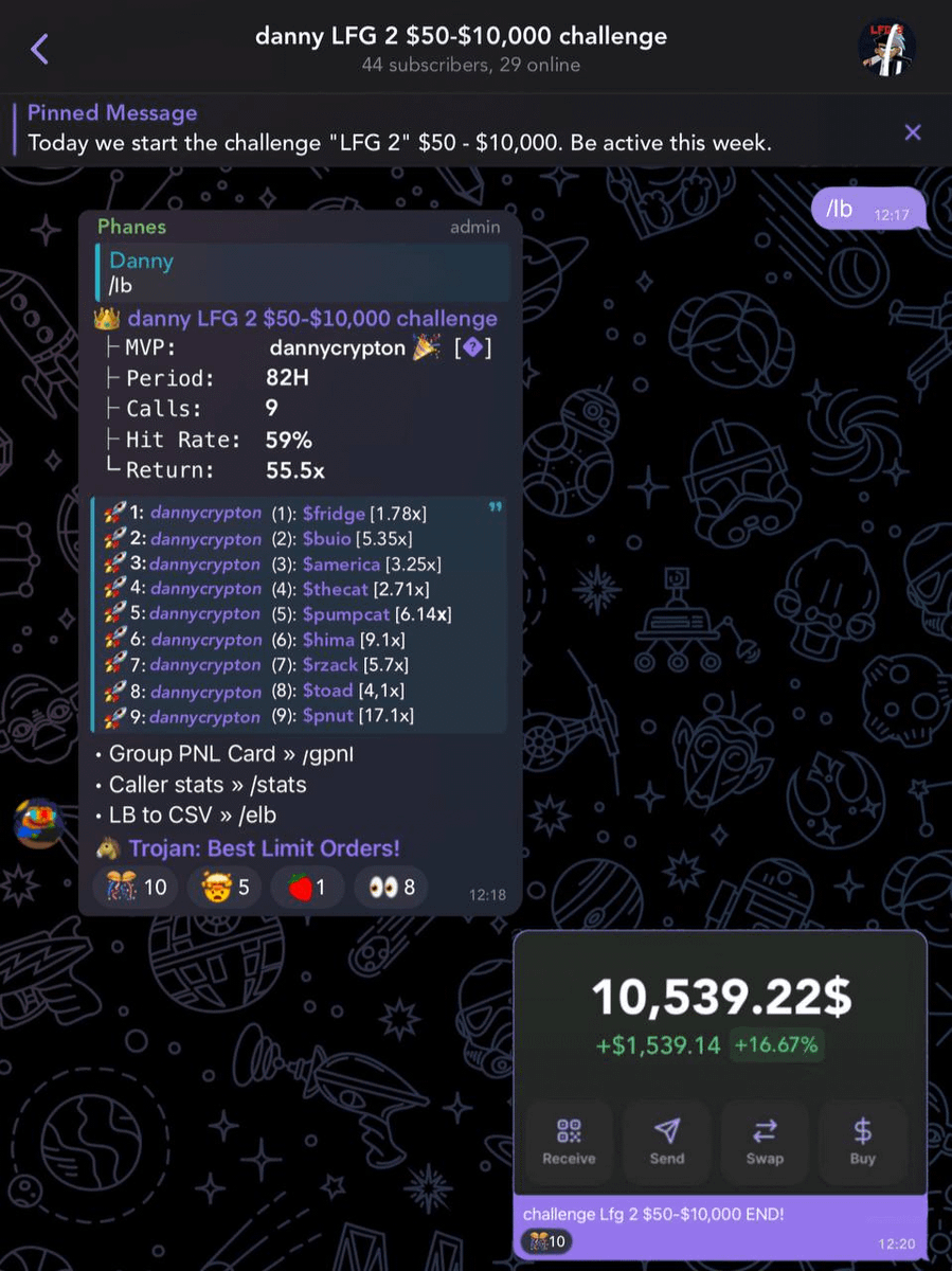 Danny_Crypton's tweet photo. crazy challenge "lfg 2" complete.

started with $50 - now $10,539

17.1x on $pnut

it took us 4 days, and 44 people joined us.

like, retweet, comment "lfg 3" to continue.

turn on notifications 🛎
https://t.co/JZ0L6LOJg5 https://t.co/RE58dMFWbu