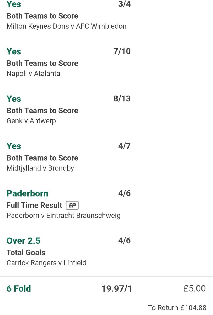 Degenerate_Pod's tweet photo. Bet for the early kos

Odds 19/1

Stake 1 point https://t.co/JpeDyoVqYz
