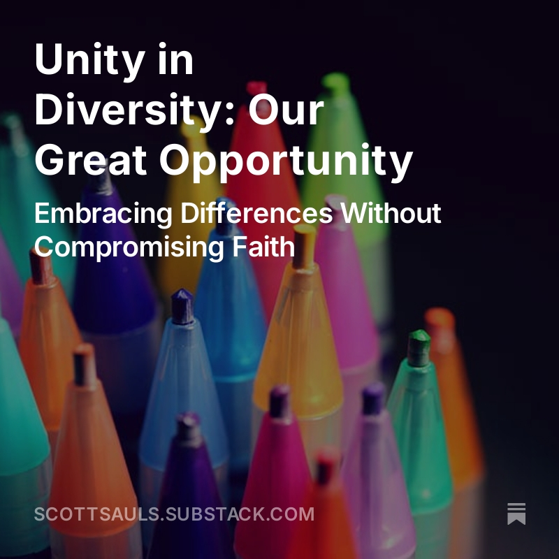 scottsauls's tweet photo. How do we live out Christ's vision of unity in a world where polarization seems to be the order of the day? The task is certainly not easy. It requires a conscious effort to embrace difference without compromising what is true.

LINK: https://t.co/o3n3i0Sgx4 https://t.co/MXR8WviOWv
