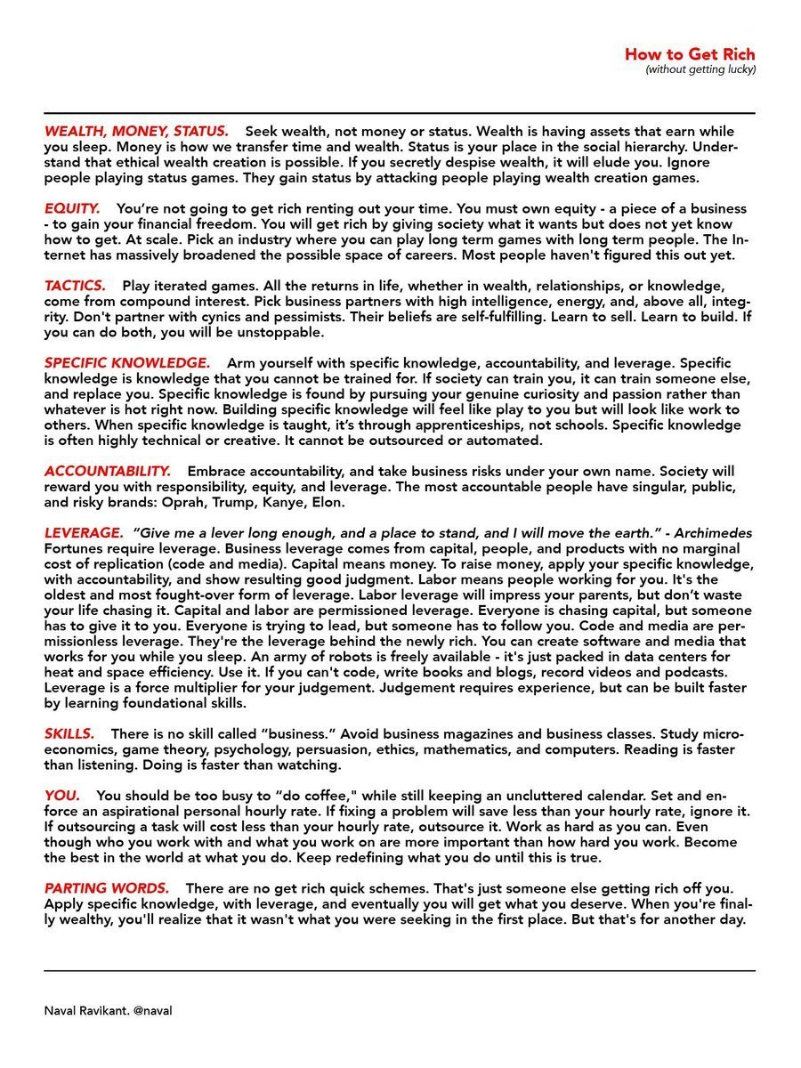 How to get rich without getting lucky: