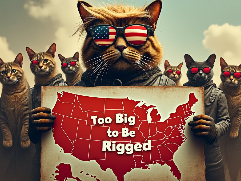 TrumpCatLeader's tweet photo. Good morning from Texas Patriots!

🐾 It’s Sunday, and this election is too big to be rigged! 🗳️ Let’s stand strong together—drop your handles, follow, and follow back! Together, we’re making America purr-fect! 🇺🇸 #CatsForTrump #MAGA #SundayTrain #TooBigToBeRigged https://t.co/NdpSK9Ov7u