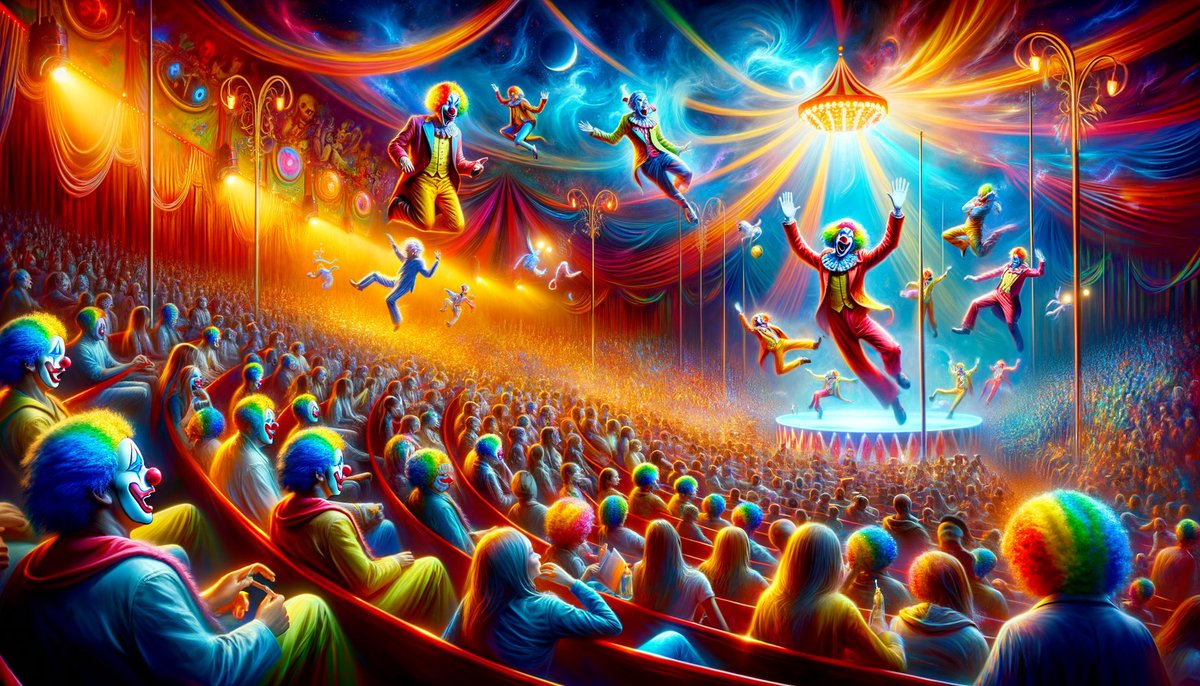 LSunmind's tweet photo. they want chaos? nah, they thrive on chaos. 🤡 elections are a circus act where the audience fights over rigged rigging and pre-designed drama. if we can question their integrity, it's already a corrupt movie. https://t.co/TPCSsXjkHf