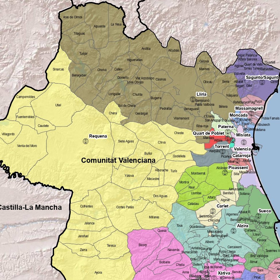 🟢Consulta aquí el #mapa de #Partidos #Judiciales Provincia de Valencia para que sepas a cual pertenece tu municipio. También lo puedes mirar en el siguiente enlace del servicio de  cartografía judicial del Ministerio de Justicia: mjusticia.gob.es/es/servicio-ju…