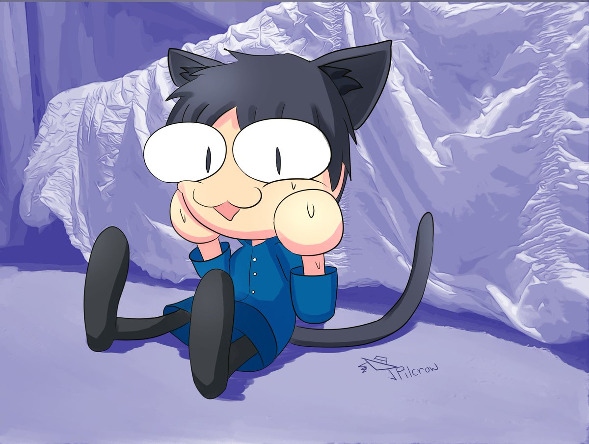 JaceTilde's tweet photo. Good morning! Did you wear a fursuit to bed? Yes? Well you look like a dumb cat now. A really weird one even.

For #Octransfur Novel, based on a funny secret TF route in Kagetsu Tohya, Tsukihimes fan-disk, where the Protag turns into a cat, except here it's a Neco-Arc
#TFEveryday https://t.co/pF1bpVhQku