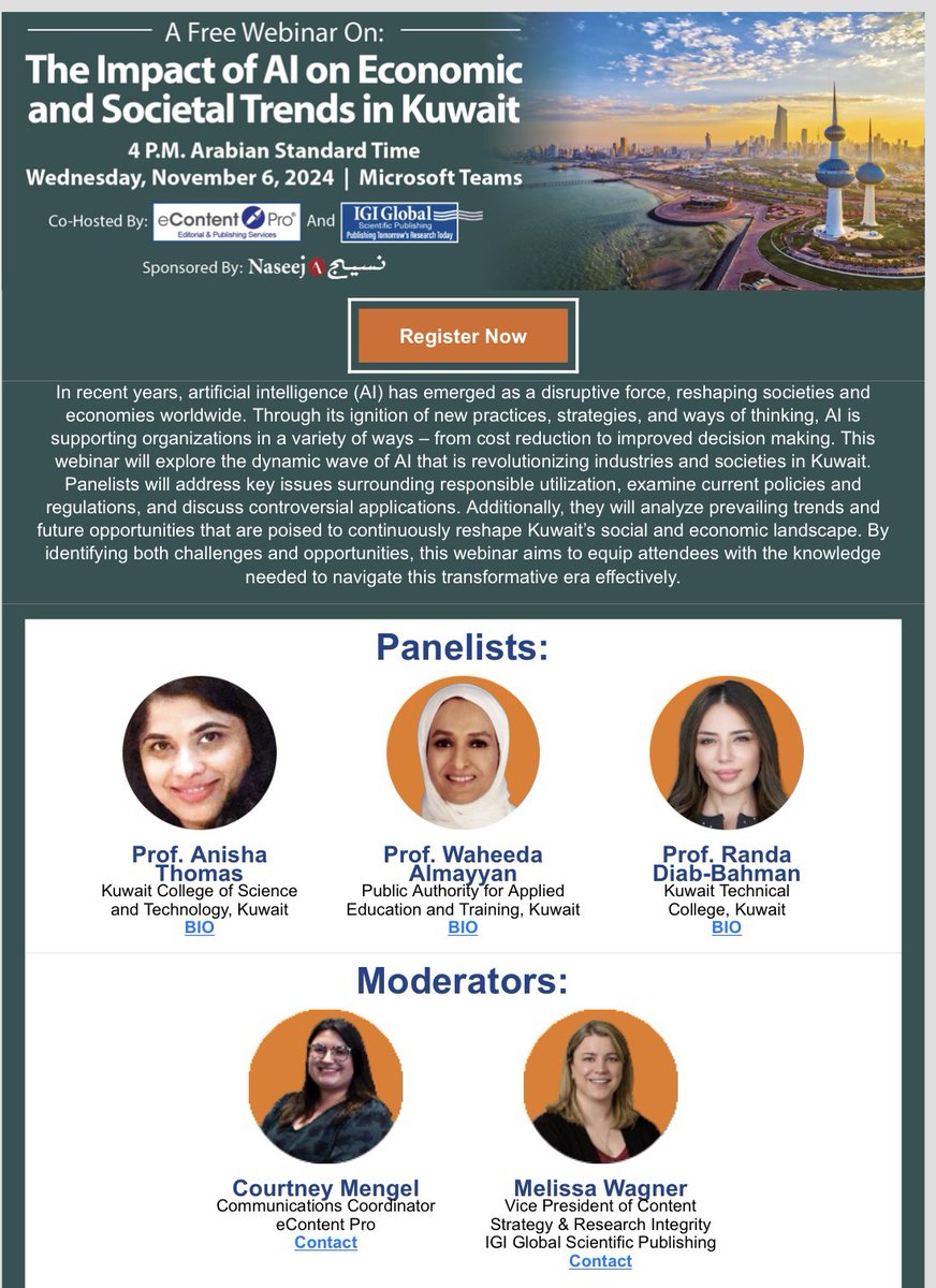 Excited to announce my participation in the upcoming <a href="/igiglobal/">IGI Global Scientific Publishing</a> seminar - join us this Wednesday (4pm online) Register 👇

mailchi.mp/igi-global/you…