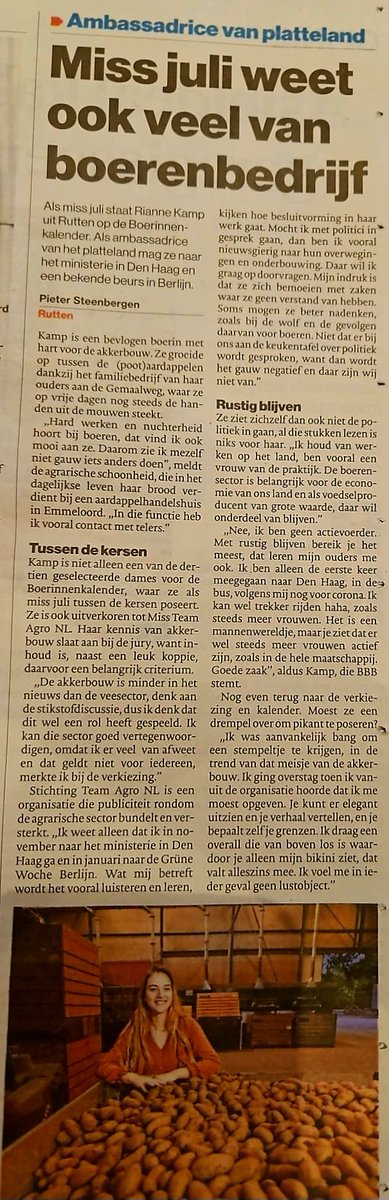 teamagronl's tweet photo. U heeft nog het interview met onze kersverse Miss Team Agro NL (Rianne Kamp) @De_Stentor van ons tegoed! https://t.co/zt37aBdYf6