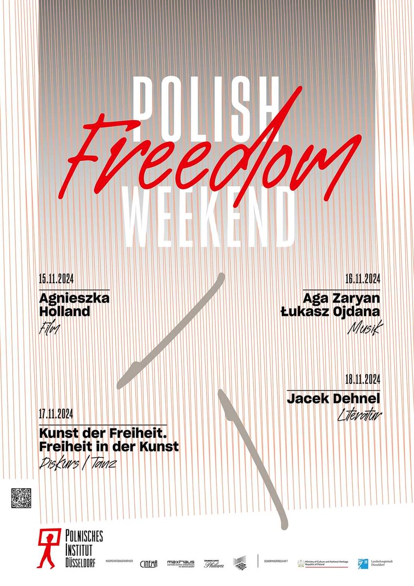 PLInstitut_Dues's tweet photo. ๐ต๐ฑ#freedomweekend mit Agnieszka Holland, Aga Zaryan, ลukasz Ojdana, Jacek Dehnel und internationalen Kulturwissenschaftlern.
Wir danken Ministerin @WroblewskaHann fรผr die Schirmherrschaft des @kultura_gov_pl und OB Dr. Stephan Keller @Duesseldorf.
โฌ๏ธ
https://t.co/d0UGUc0KN4 https://t.co/z8HZFi0n9s