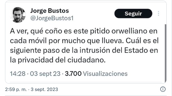 Hoy escribo en <a href="/eldiarioes/">elDiario.es</a> de la que he llamado "estrategia periodística Bustos" que se está aplicando también en la DANA. La resumo en minihilo.
Subdirector de El Mundo, presentador de la COPE, tertuliano. Hace un año lanza esta feroz crítica por la alerta que recibe en su móvil