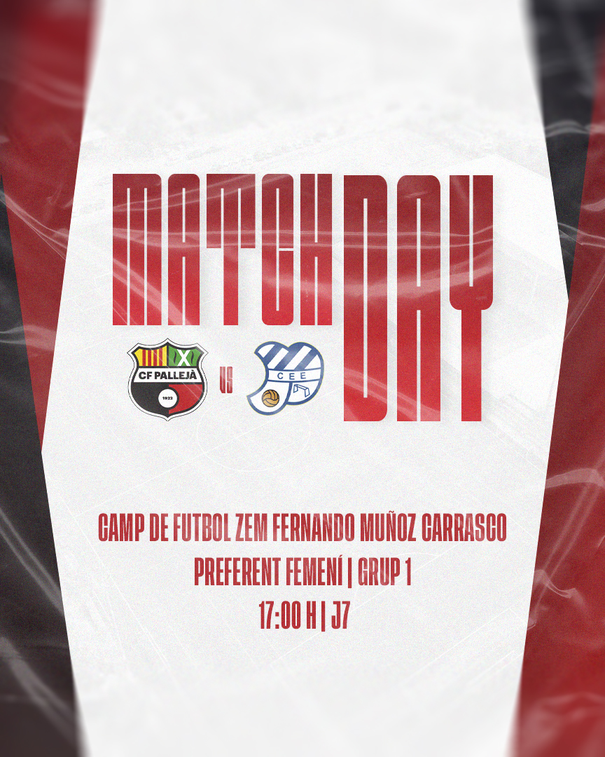 DIA DE PARTIT | PRIMER EQUIP FEMENÍ 🆚 @ceeuropa ⚽️

🫱🏻‍🫲🏼 PREFERENT FEMENÍ | JORNADA 7
🏟 CAMP DE FUTBOL ZEM FERNANDO MUÑOZ CARRASCO
⏰ 17:00 h
