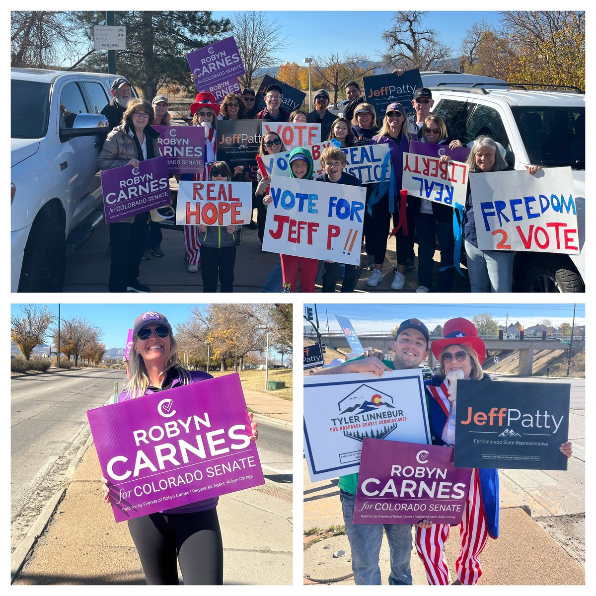 RobynCarnes's tweet photo. Had a blast at yesterday’s “Honk and Wave!” 🗳️ Vote Robyn Carnes for State Senate https://t.co/jDzRRnZ0Tw #bringbackbalance #copolitics https://t.co/FYslfEBkOG