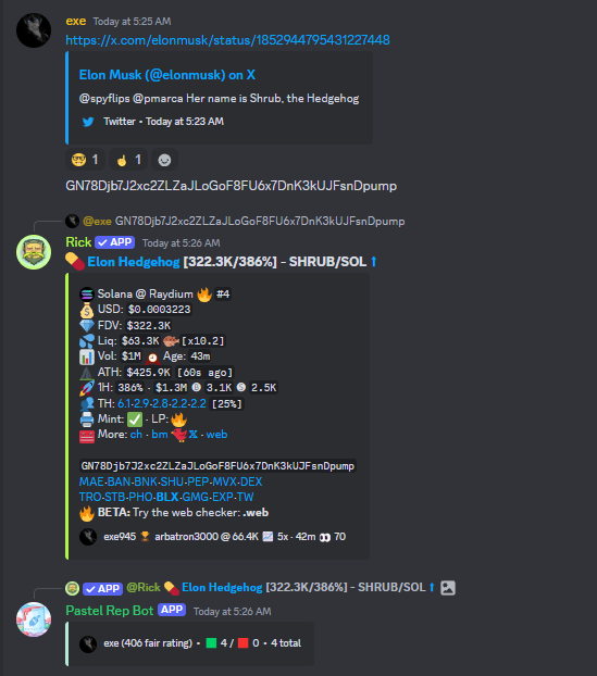 And just like that we're back to animal meta with $PNUT going crazy

Call by member exe on $SHRUB after Elon replied 300k to 23m ATH currently