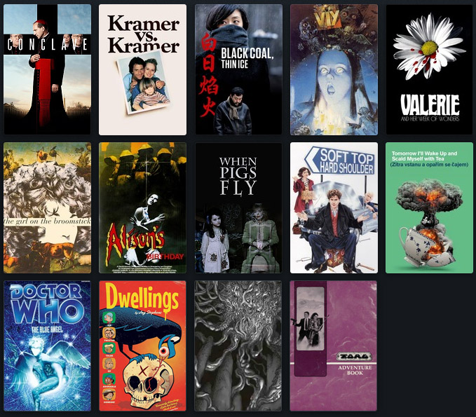SBG/Reviewed: Conclave, Kramer vs. Kramer, Black Coal Thin Ice, Viy, Valerie, The Girl on the Broomstick, Alison’s Birthday, When Pigs Fly, Soft Top Hard Shoulder, Tomorrow I'll Get Up And Scald Myself With Tea, Doctor Who-The Blue Angel, Dwellings, RPGs
siskoid.blogspot.com/2024/11/this-w…