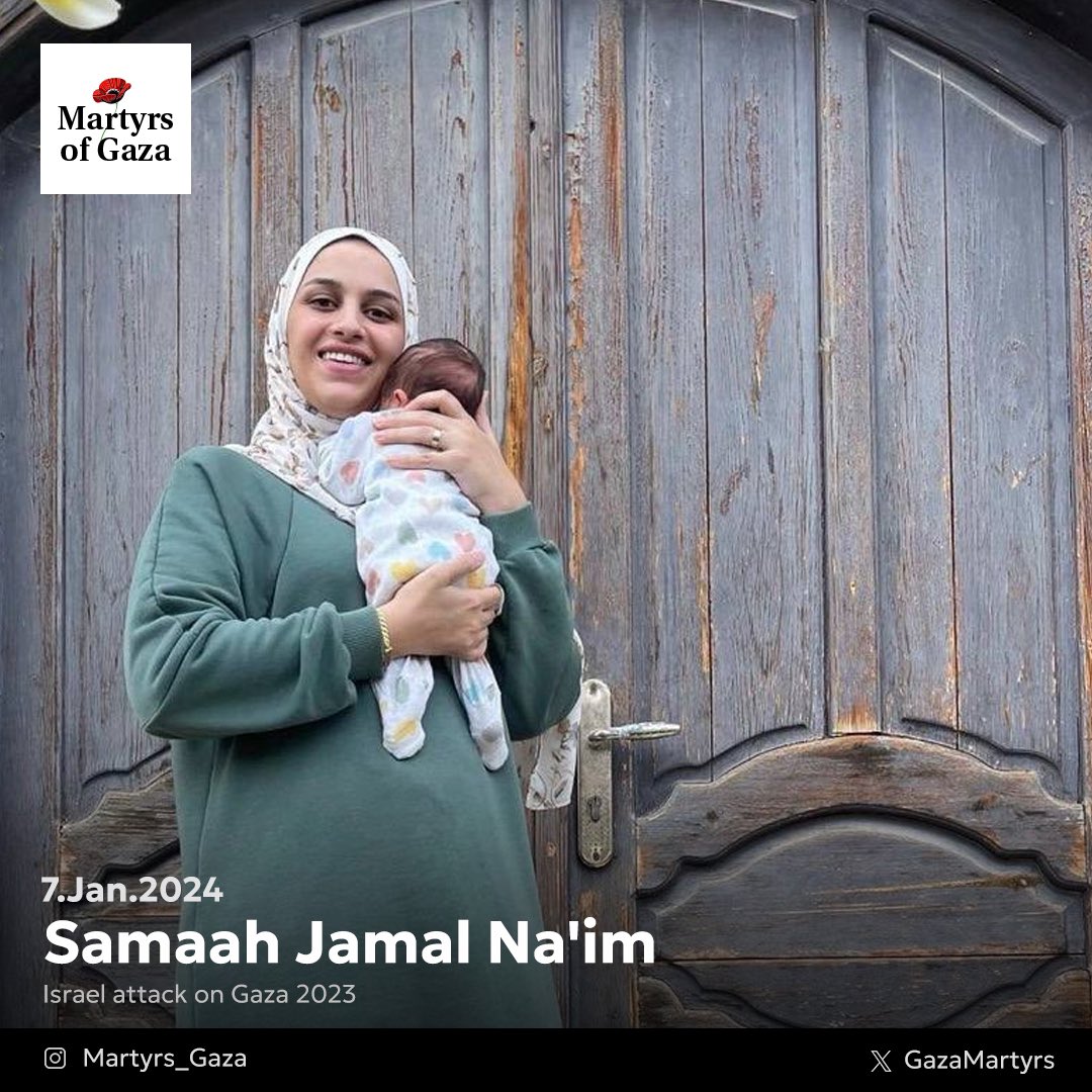 GazaMartyrs's tweet photo. Remember Dr. Samaah Naim

She just wanted to become the most famous dentist, like her father.

On January 7, 2024, Israel killed her and her daughter, Lara. https://t.co/ACdHVzbESf