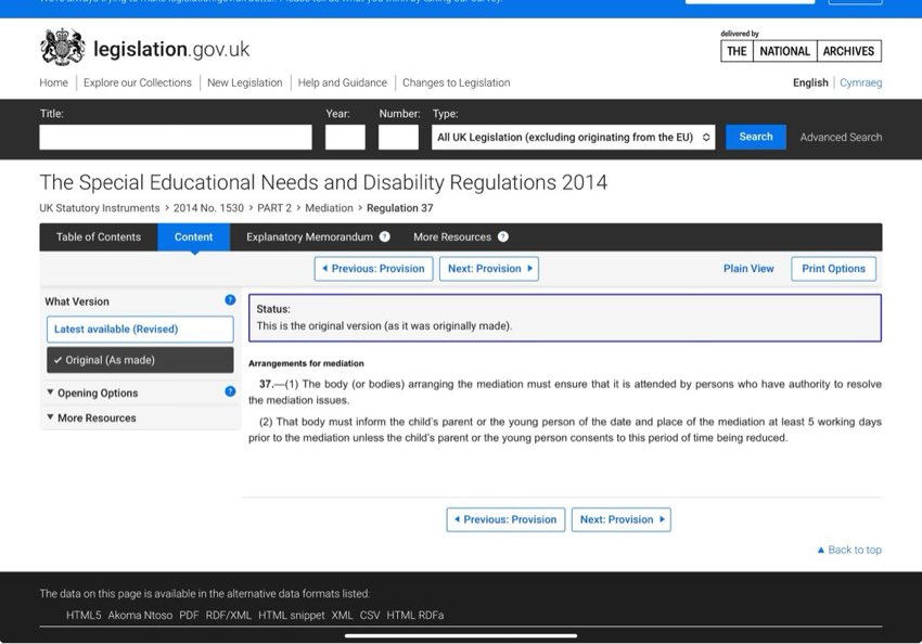 If you have mediation - either as parent or as prof’nal to support parent - please demand in advance that mediation company ensures SEND reg 37. At start of meeting, ask question directly to LA person: “are you able to resolve this issue here &amp; now?” If it’s no, stop the meeting.