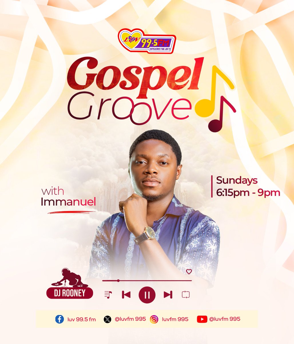 ImmanuelTunes's tweet photo. Glad to announce that I'll be your pilot for every Sunday cruise on radio @luvfm995 It's Gospel Groove!
Let's connect with God! https://t.co/jdVOmUP2Hp