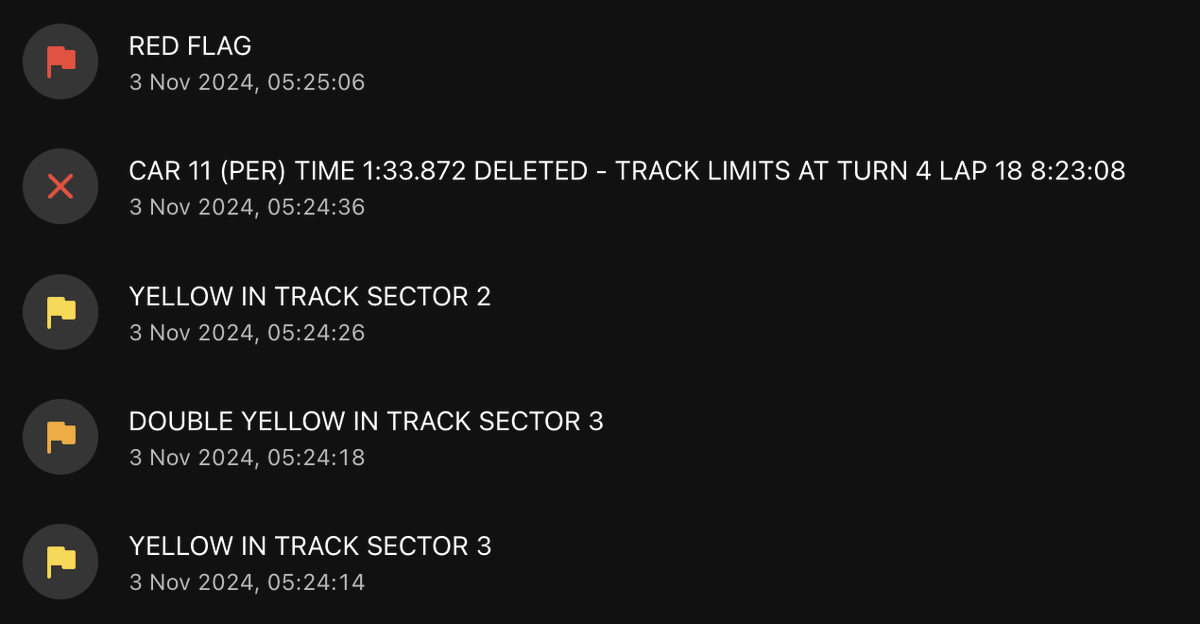 f1multiviewer's tweet photo. Curious timing of throwing the red flag after the different qualifying crashes:

#F1 #BrazilGP https://t.co/WgUN1UK0fl
