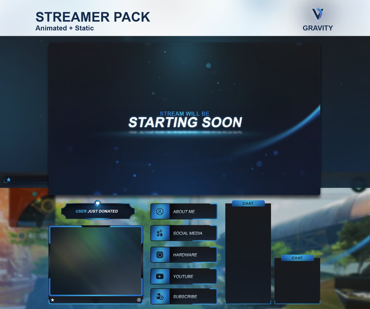 VortaxStudio's tweet photo. ➡️Gravity Minimal Stream Pack⬅️
- Animated Twitch Overlay
- Multi Language
- Modular Elements https://t.co/JH4H9JcHV5