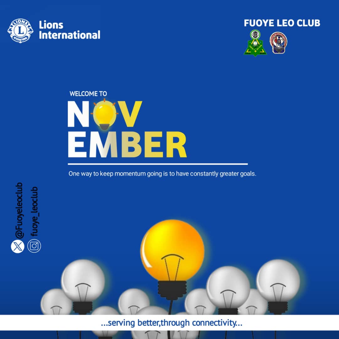Fuoyeleoclub's tweet photo. Happy new month... All of us at FUOYE LEO CLUB ARE WISHING YOU AN INSPIRING AND INNOVATIVE NEW MONTH.

Together we do better for humanity.
@LDistrict404a1 @districtleo409 @ede_leoclub https://t.co/kg5SokGYIm