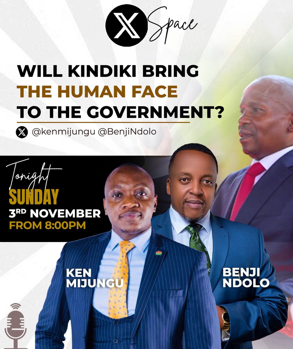 BenjiNdolo's tweet photo. Guys, this is a discussion I am@itching to have. We pivot from the Gruesome Gachagua to the kinder Kindiki. Let’s talk! Set a reminder. https://t.co/GEQEZbp4lh