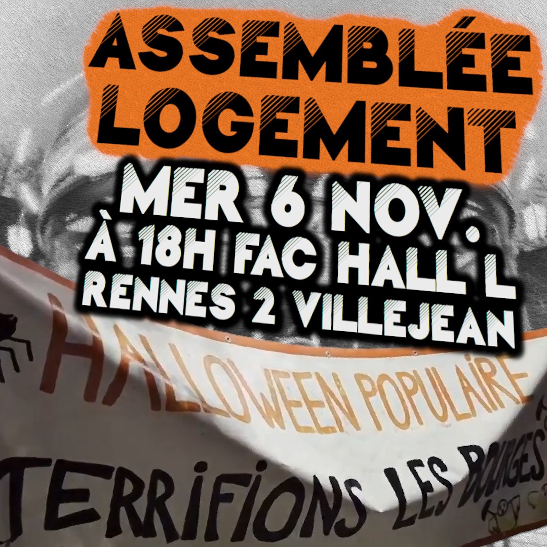 AGLogement's tweet photo. 📣 Nouvelle Assemblée Logement ce mercredi dès 18h rendez-vous hall L de la fac Villejean Rennes 2 ⚡

A MERCREDI 💫

#RENNES #LOGEMENT https://t.co/J8m3r2uNGO