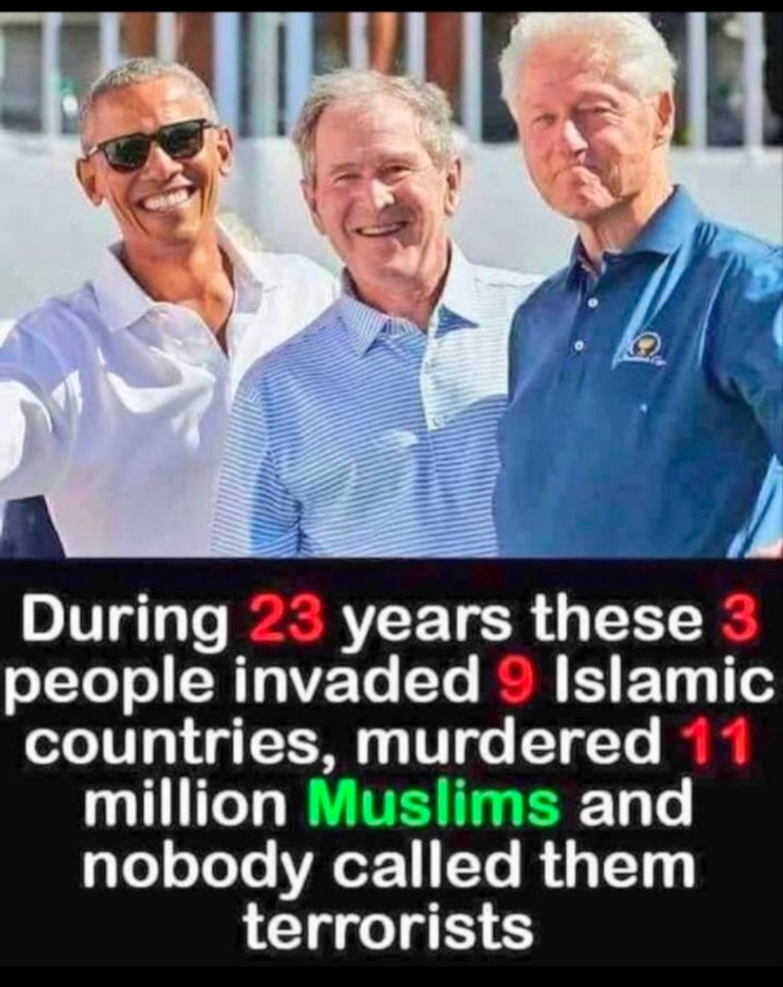 These three are true enemies of the Muslim Ummah, having invaded 9 Islamic countries and causing the deaths of over 11 million Muslims. The Arab world needs bold leaders like Saddam &amp; Gaddafi—not Western-backed figures like Erdogan and Saudi Prince Salman.
Islamophobia Mossad