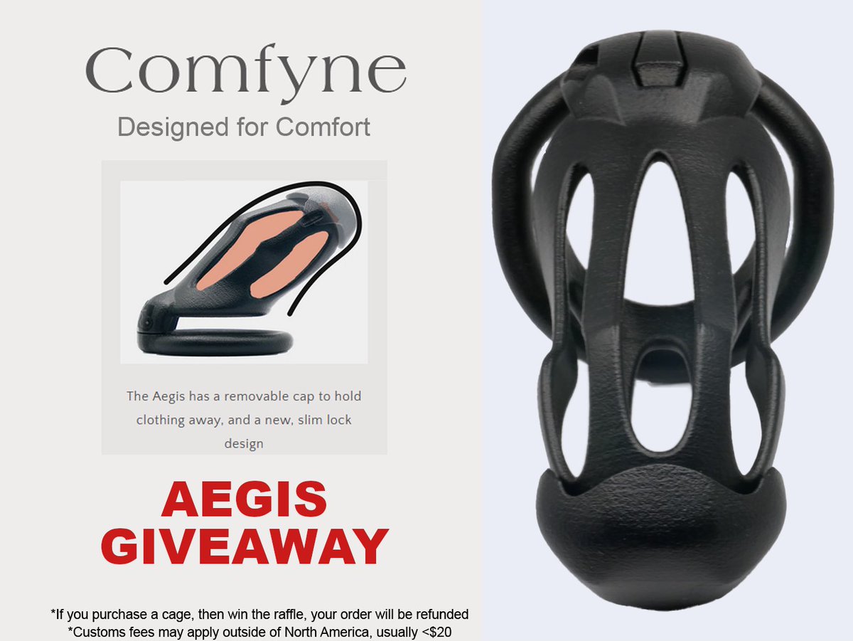 We're running our NOvember giveaway for a Comfyne Aegis!

To enter, just 
💌 Follow <a href="/comfyne/">Comfyne</a>
and
🔄 Like and retweet this post ​

We make comfortable, engravable cages, designed with uncut folk in mind

Ends: November 31st
comfyne.com