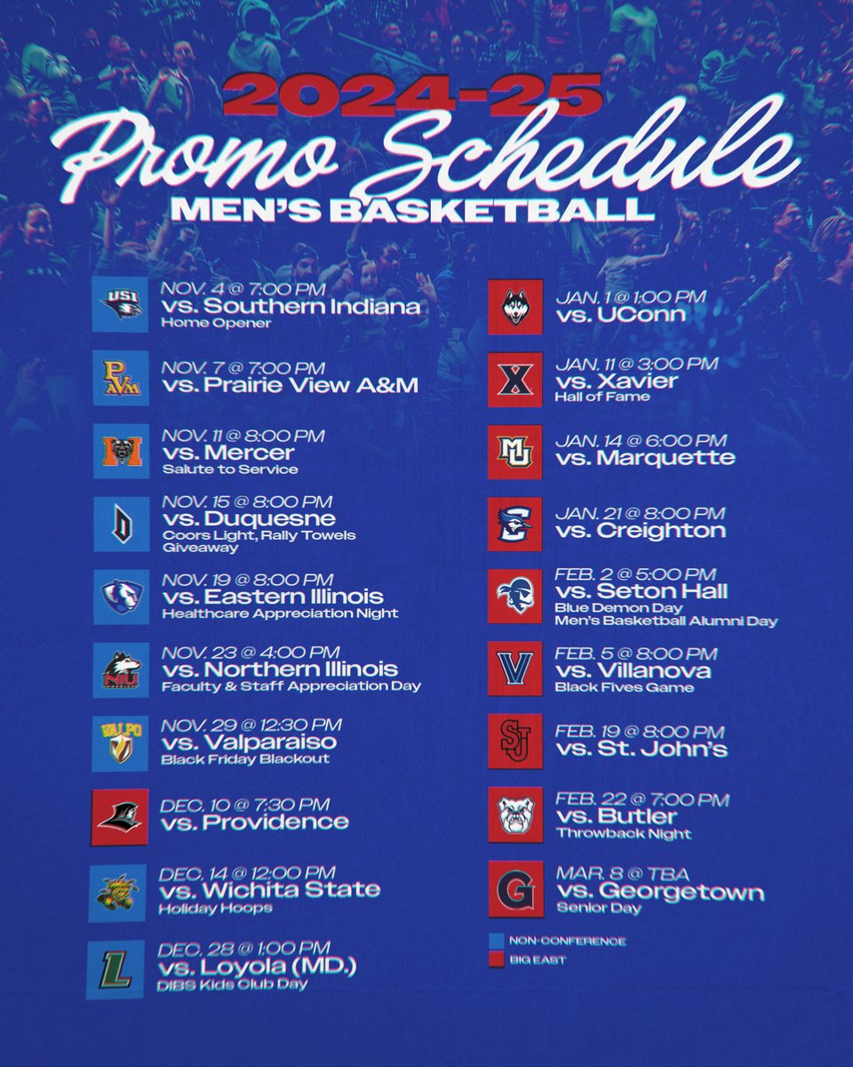 DePaulHoops's tweet photo. Our full promo schedule for the season is available now! 

🔗 https://t.co/TVlfuKpvt7 https://t.co/gy1UtnCnAd