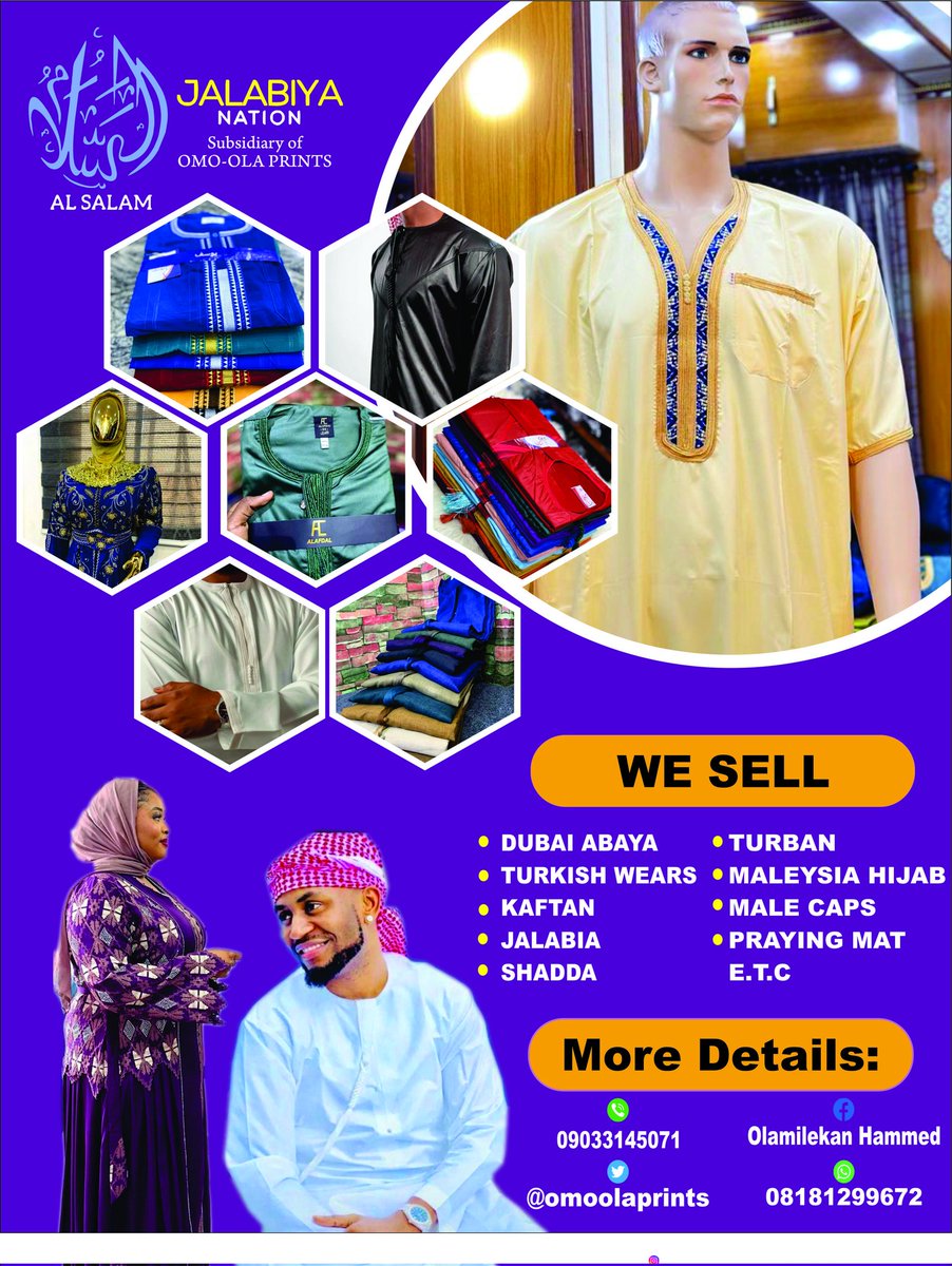 omoolaprints890's tweet image. For your quality printing, Branding, photo frame, polo shirt, face cap, joggers, Hoodie, Posters, Flex Banner, Stickers and general printing, CAC registration, Jalabia and Abaya

Contact us on 

wa.me/message/UI7X4R…