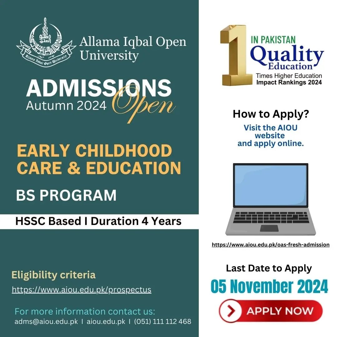 AiouDadu's tweet photo. 𝐀𝐝𝐦𝐢𝐬𝐬𝐢𝐨𝐧𝐬 𝐎𝐩𝐞𝐧 𝐟𝐨𝐫 𝐀𝐮𝐭𝐮𝐦𝐧 𝟐𝟎𝟐𝟒 
Apply Now at: https://t.co/4al4PhS7Z7
For more details and eligibility criteria, please visit AIOU Official Website: https://t.co/WiBiskEE9w
 𝐋𝐚𝐬𝐭 𝐃𝐚𝐭𝐞 𝐭𝐨 𝐀𝐩𝐩𝐥𝐲: 𝟎𝟓 𝐍𝐨𝐯𝐞𝐦𝐛𝐞𝐫 𝟐𝟎𝟐𝟒 https://t.co/piT0oFvkzE