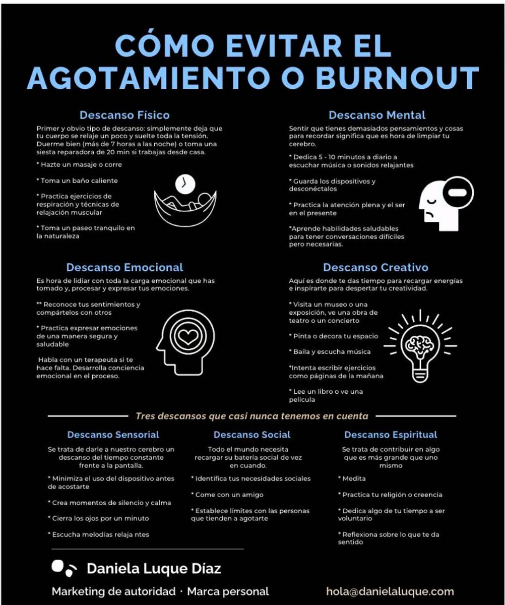 virginiog's tweet photo. Tipos de descanso para conseguir más bienestar
Infografía de Daniela Luque https://t.co/jreem2I8N9