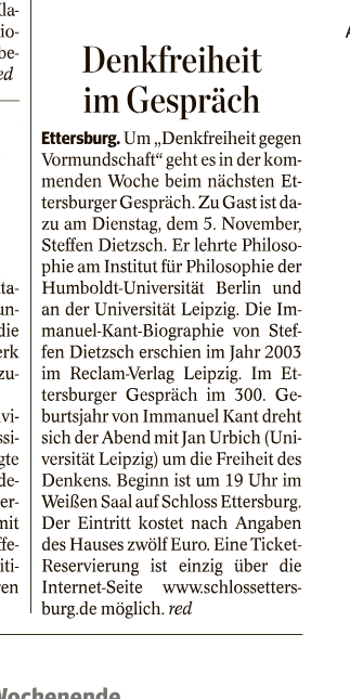 SEttersburg's tweet photo. Steffen Dietzsch im ETTERSBURGER GESPRÄCH am 5. Nov.: "300 Jahre Kant" 
https://t.co/Wpn7O6k2Xg @JanUrbich https://t.co/uLaafR2ckQ