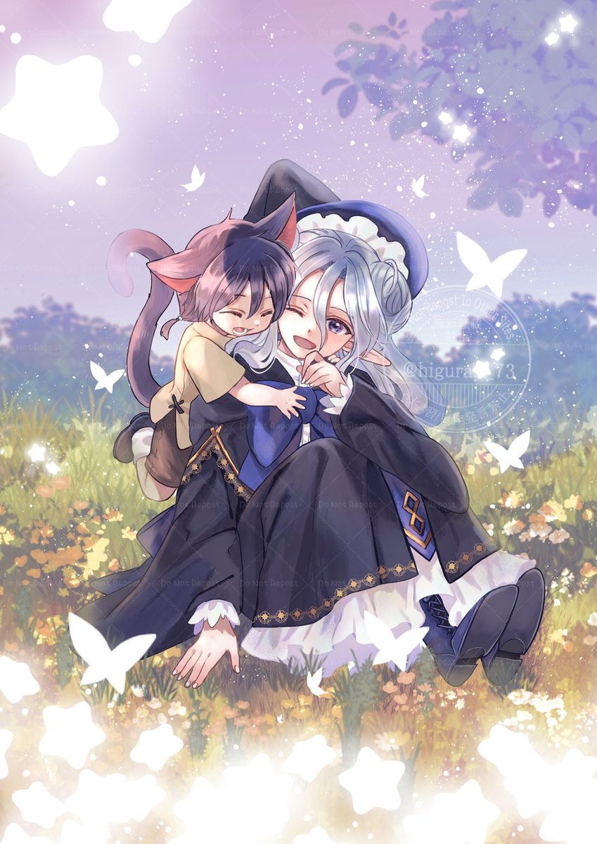 higurasi_73's tweet image. 魔女とケモミミの子【創作】