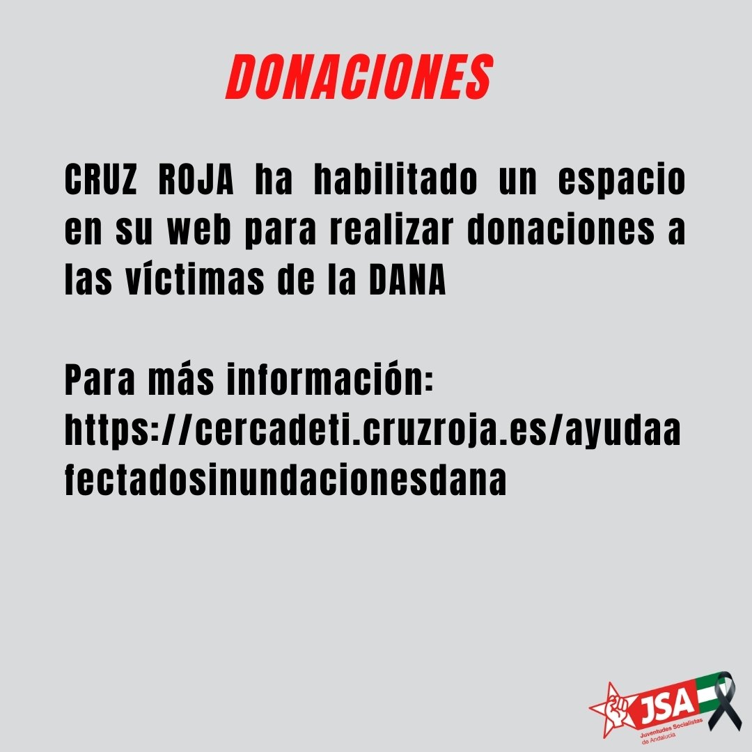 ¿Cómo podemos ayudar al pueblo valenciano?

Miles de personas se han visto afectadas por la DANA y nosotros, desde Andalucía, podemos ayudarles.

Juventudes Socialistas de Andalucía muestra sus condolencias y apoyo a todo el pueblo valenciano.