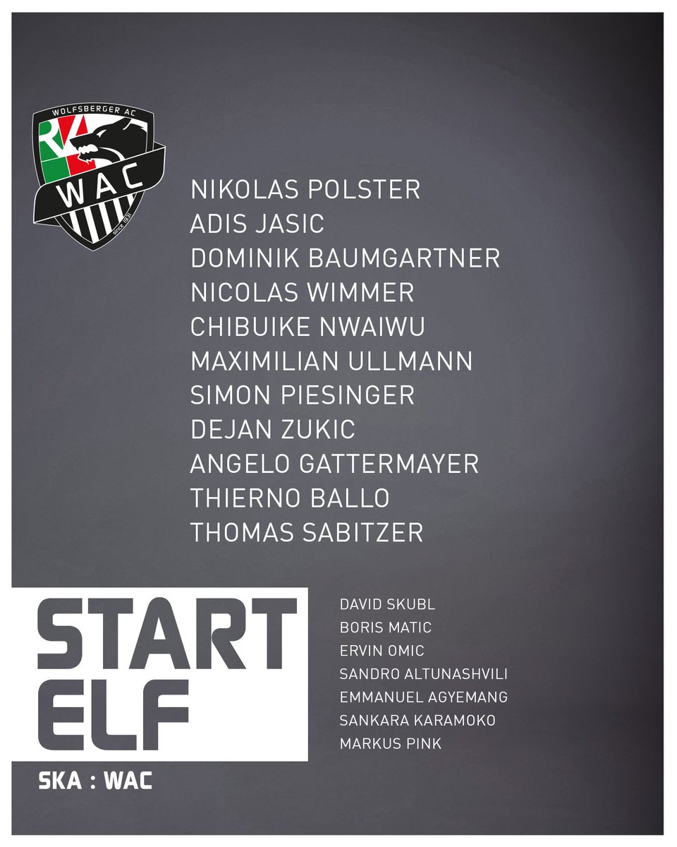 WolfsbergerAC's tweet photo. Diese 11 startet in das heutige Bundesliga-Derby! 💥
#skawac https://t.co/J1xF2fdwqx